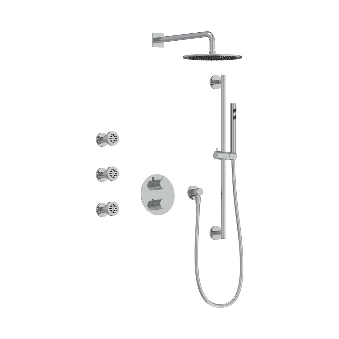AQUALEM TSKT3133A Universal 3-Way RD Thermostatic Shower Trim Set, 3 ADJ Body Sprays (REQ.:HW2300.RI)