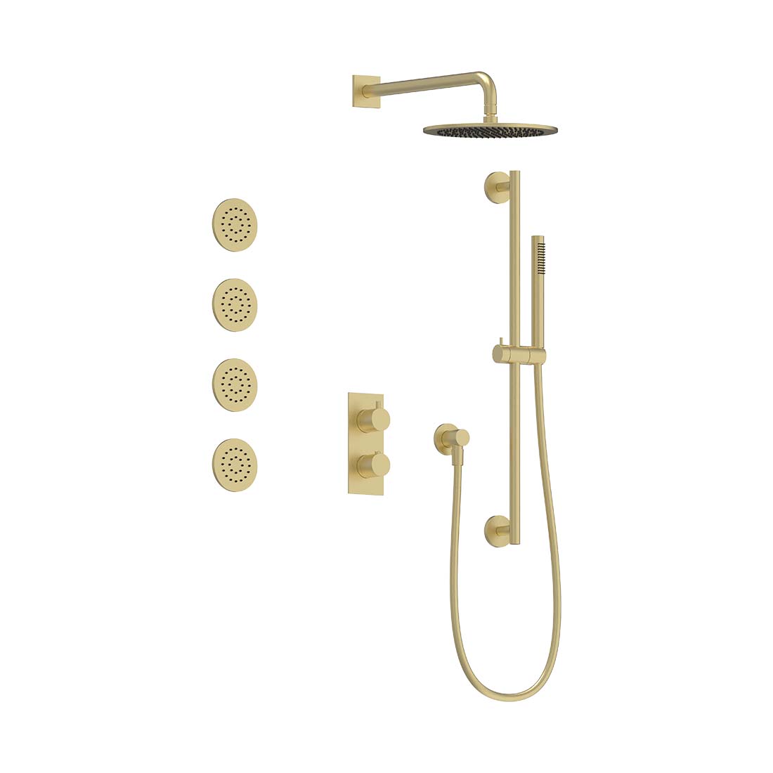 AQUALEM TSKT3153 Universal 3-Way RD Thermostatic Shower Trim Set, 4 Body Sprays (REQ.:HW2300.RI) Main image