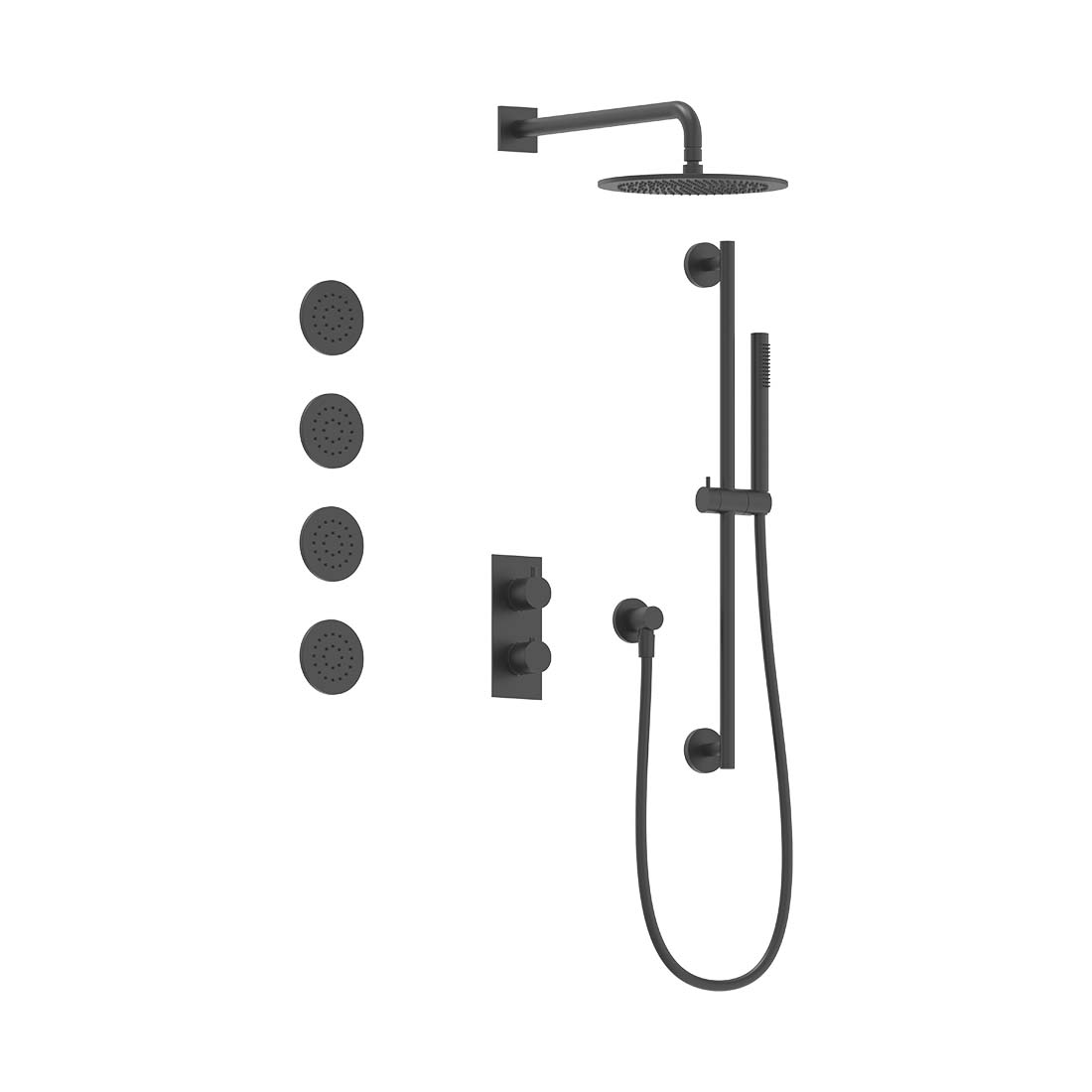 AQUALEM TSKT3153 Universal 3-Way RD Thermostatic Shower Trim Set, 4 Body Sprays (REQ.:HW2300.RI)