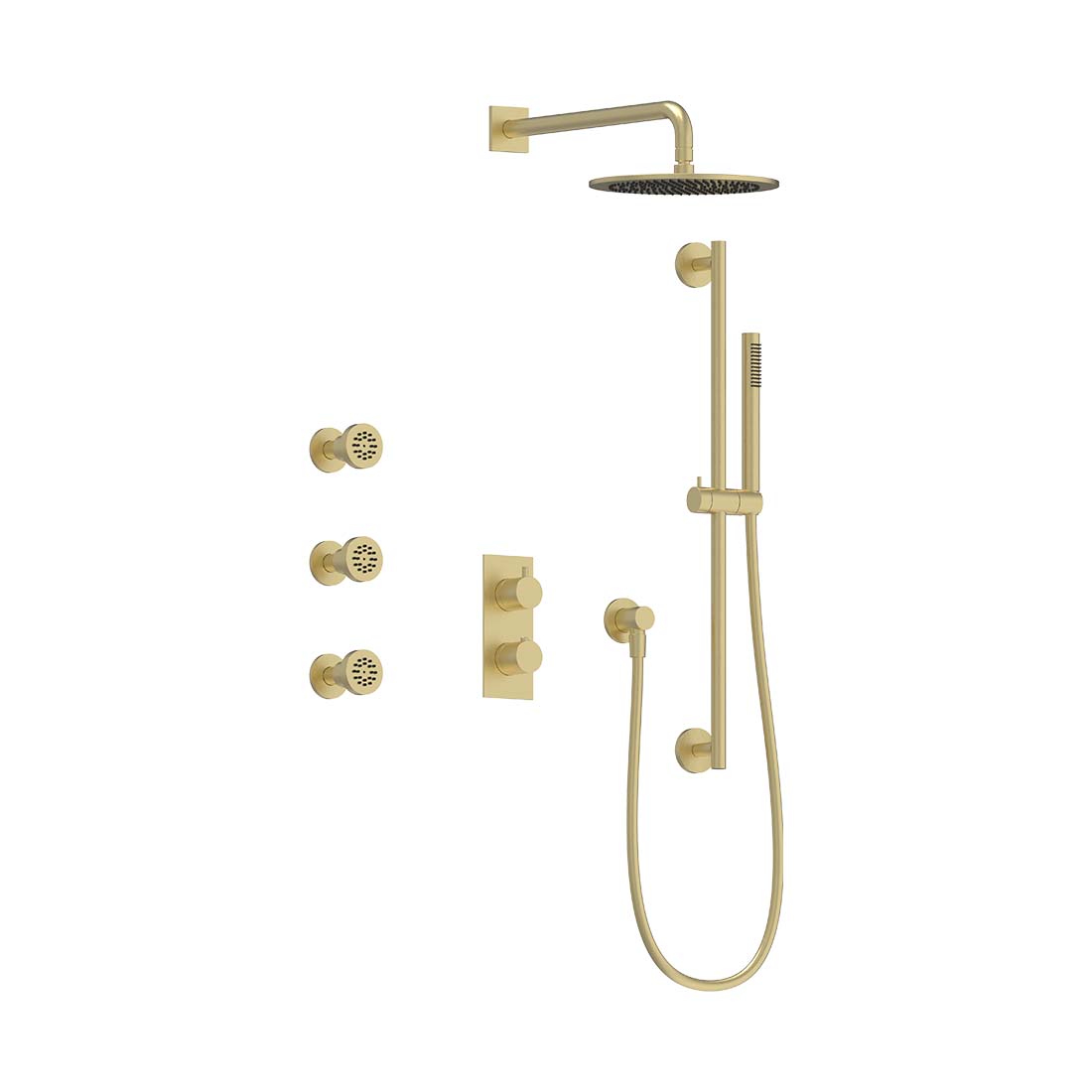 AQUALEM TSKT3153A Universal 3-Way RD Thermostatic Shower Trim Set, 3 ADJ Body Sprays (REQ.:HW2300.RI) Main image