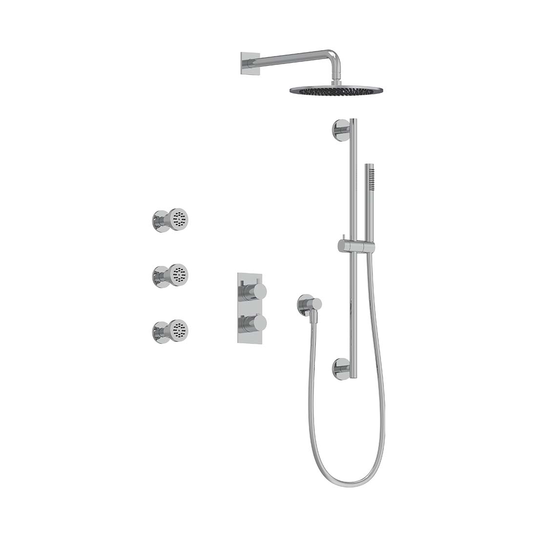 AQUALEM TSKT3153A Universal 3-Way RD Thermostatic Shower Trim Set, 3 ADJ Body Sprays (REQ.:HW2300.RI)