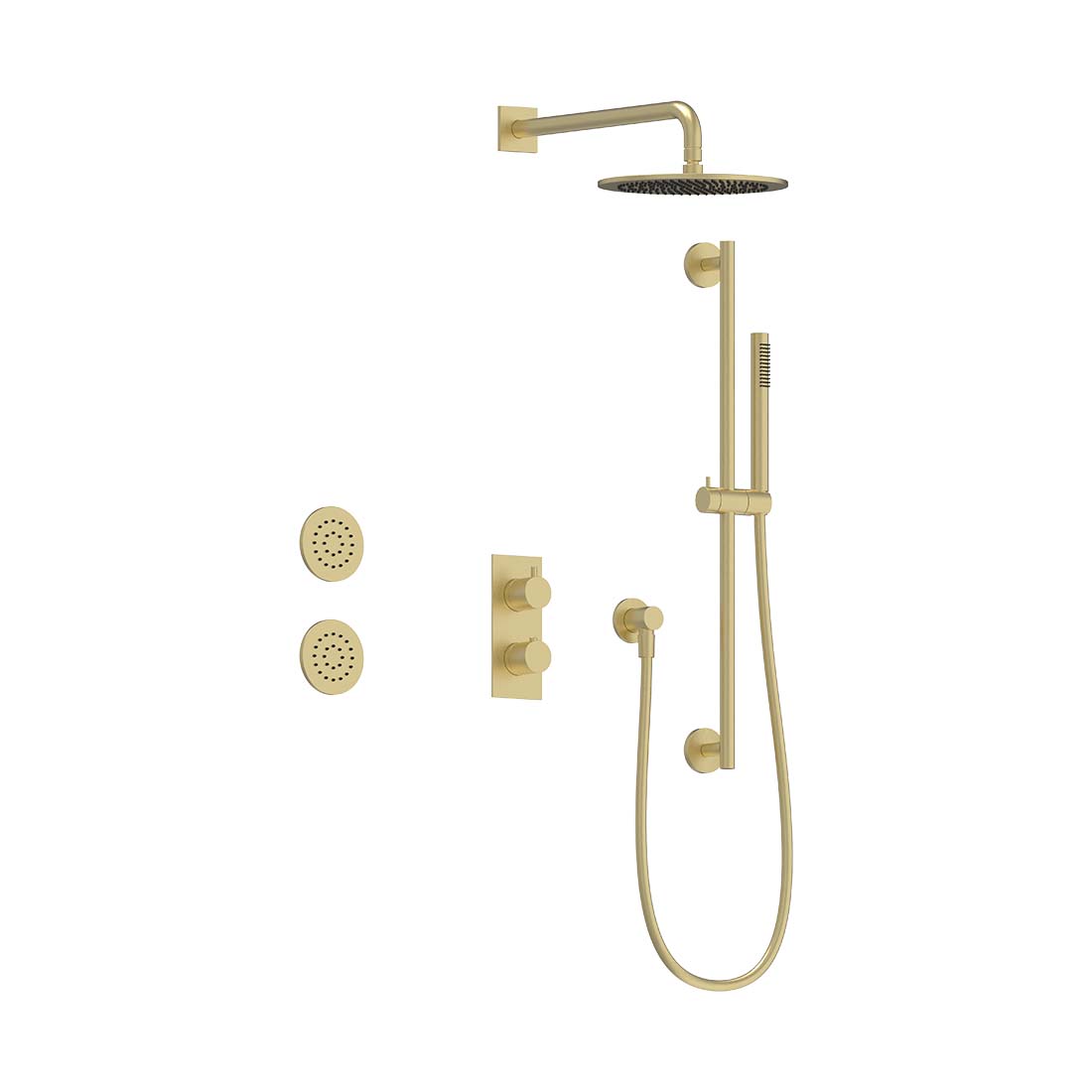 AQUALEM TSKT3193 Universal 3-Way RD Thermostatic Shower Trim Set, 2 Body Sprays (REQ.:HW2300.RI)