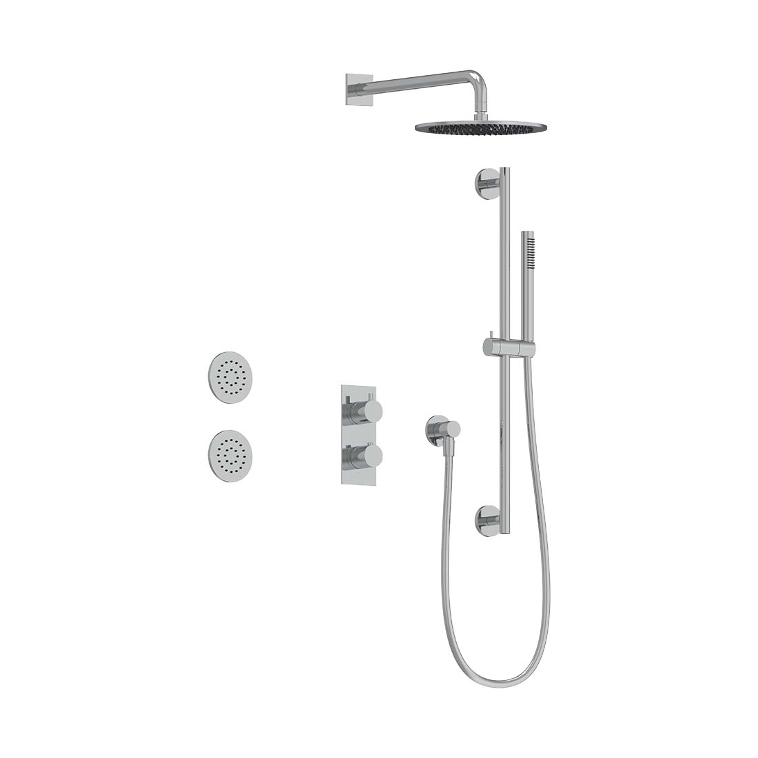AQUALEM TSKT3193 Universal 3-Way RD Thermostatic Shower Trim Set, 2 Body Sprays (REQ.:HW2300.RI)