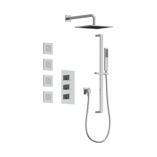 AQUALEM TSKT3203 Universal 3-Way SQ Thermostatic Shower Trim Set, 4 Body Sprays (REQ.:HW3400.RI)
