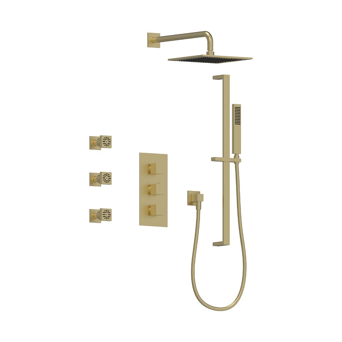 AQUALEM TSKT3203A Universal 3-Way SQ Thermostatic Shower Trim Set, 3 ADJ Body Sprays (REQ.:HW3400.RI)