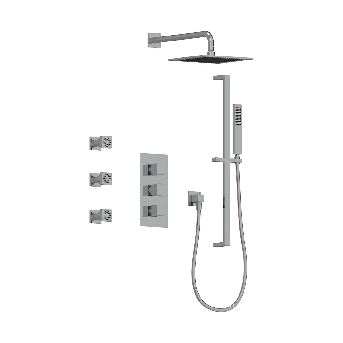 AQUALEM TSKT3203A Universal 3-Way SQ Thermostatic Shower Trim Set, 3 ADJ Body Sprays (REQ.:HW3400.RI)