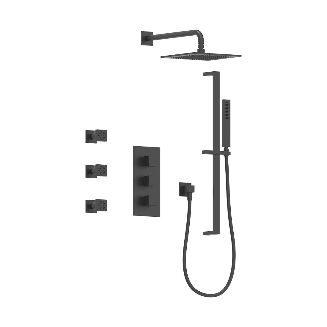 AQUALEM TSKT3203A Universal 3-Way SQ Thermostatic Shower Trim Set, 3 ADJ Body Sprays (REQ.:HW3400.RI)