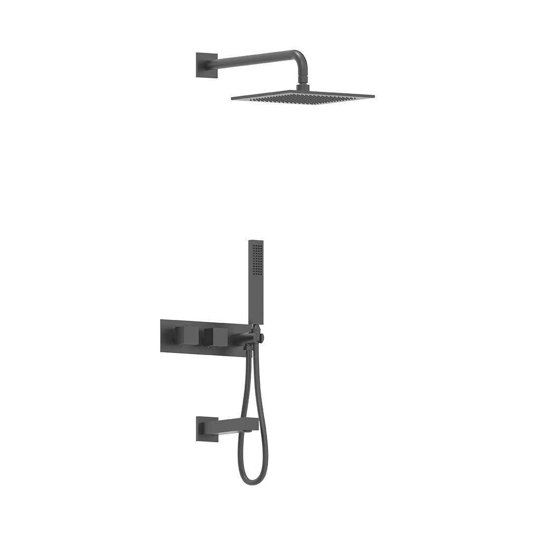 AQUALEM TSKT3204 Universal 3-Way SQ Thermostatic Shower Trim Set, Tub Spout (REQ.:HW2700.RI)