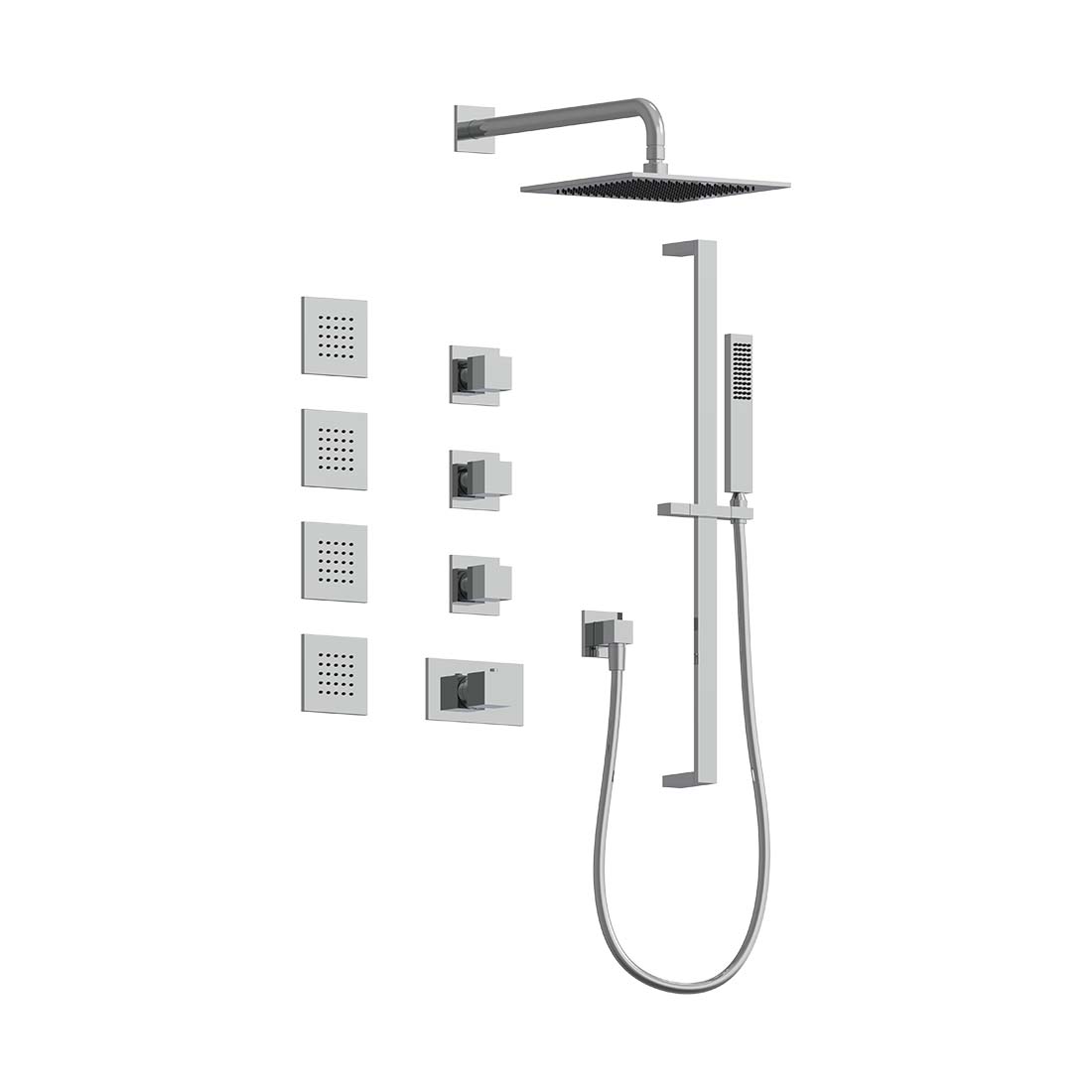 AQUALEM TSKT3213 Universal 3-Way SQ THM Shower Trim Set, 4 Body Sprays (REQ.:TV3000.RI & VC3000.RI X3) Main image