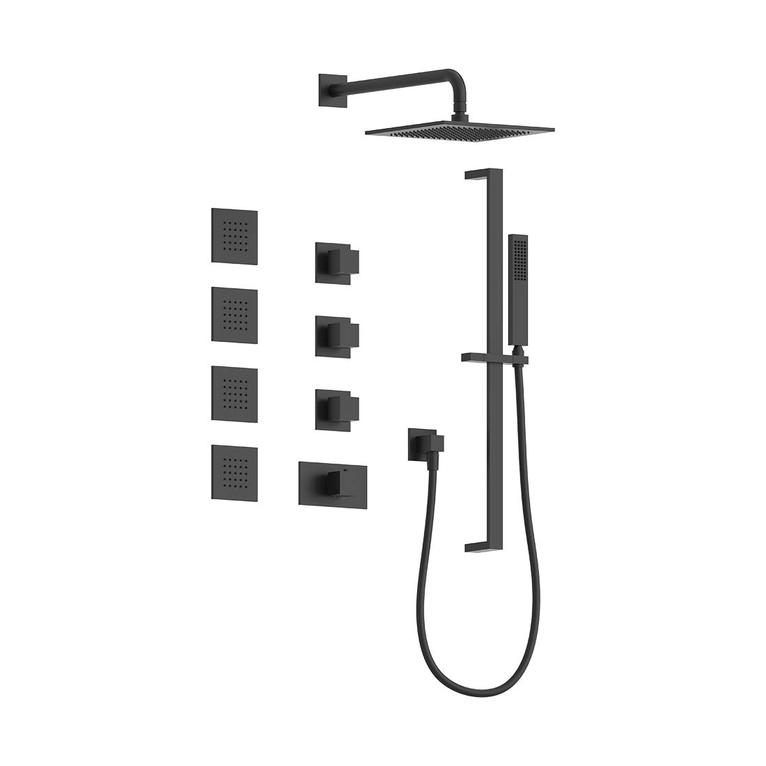 AQUALEM TSKT3213 Universal 3-Way SQ THM Shower Trim Set, 4 Body Sprays (REQ.:TV3000.RI & VC3000.RI X3)
