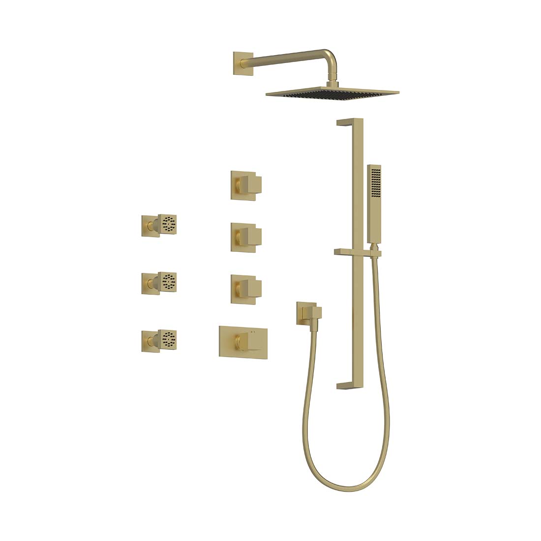 AQUALEM TSKT3213A Universal 3-Way SQ THM Shower Trim Set, 3 ADJ Sprays (REQ.:TV3000.RI & VC3000.RI X3)