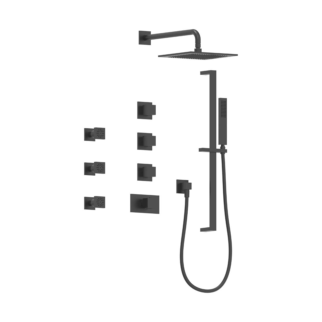 AQUALEM TSKT3213A Universal 3-Way SQ THM Shower Trim Set, 3 ADJ Sprays (REQ.:TV3000.RI & VC3000.RI X3)