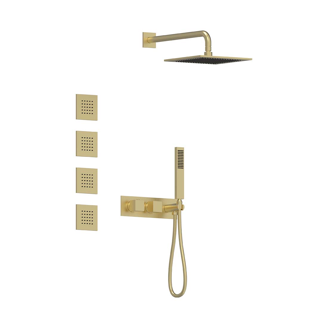 AQUALEM TSKT3214 Universal 3-Way SQ Thermostatic Shower Trim Set, 4 Body Sprays (REQ.:HW2700.RI) Secondary image