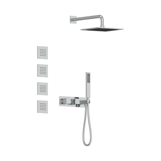 AQUALEM TSKT3214 Universal 3-Way SQ Thermostatic Shower Trim Set, 4 Body Sprays (REQ.:HW2700.RI)