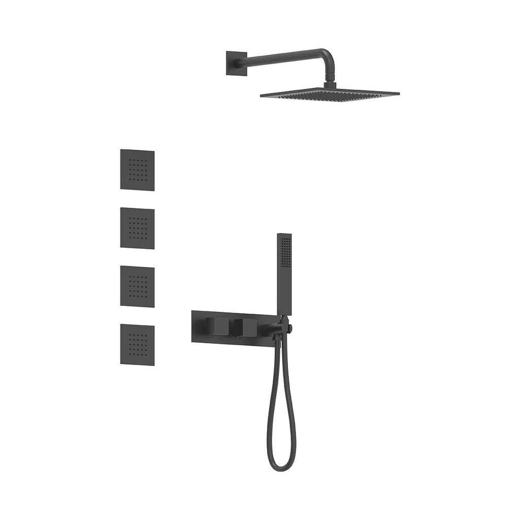 AQUALEM TSKT3214 Universal 3-Way SQ Thermostatic Shower Trim Set, 4 Body Sprays (REQ.:HW2700.RI)