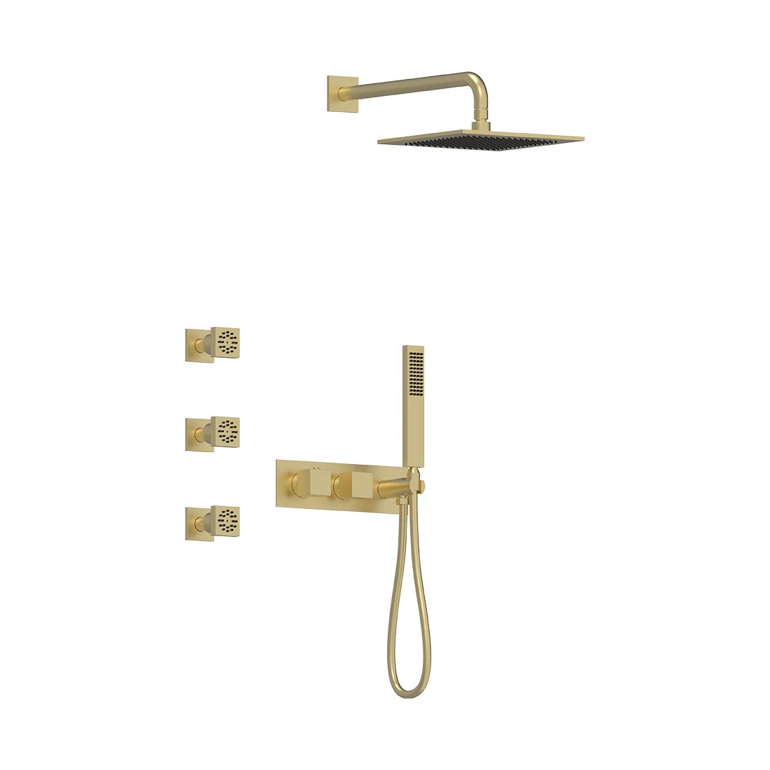 AQUALEM TSKT3214A Universal 3-Way SQ Thermostatic Shower Trim Set, 3 ADJ Body Sprays (REQ.:HW2700.RI) Secondary image