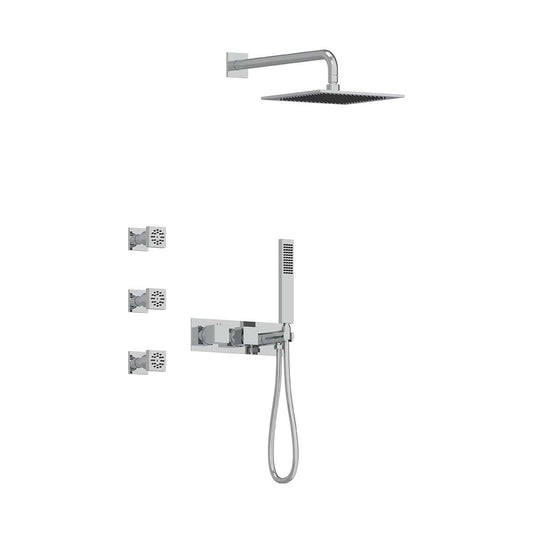 AQUALEM TSKT3214A Universal 3-Way SQ Thermostatic Shower Trim Set, 3 ADJ Body Sprays (REQ.:HW2700.RI)