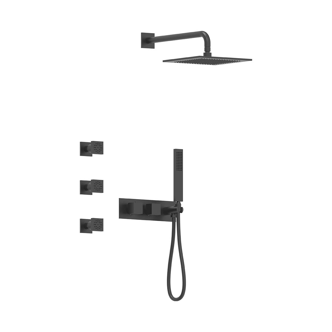 AQUALEM TSKT3214A Universal 3-Way SQ Thermostatic Shower Trim Set, 3 ADJ Body Sprays (REQ.:HW2700.RI)