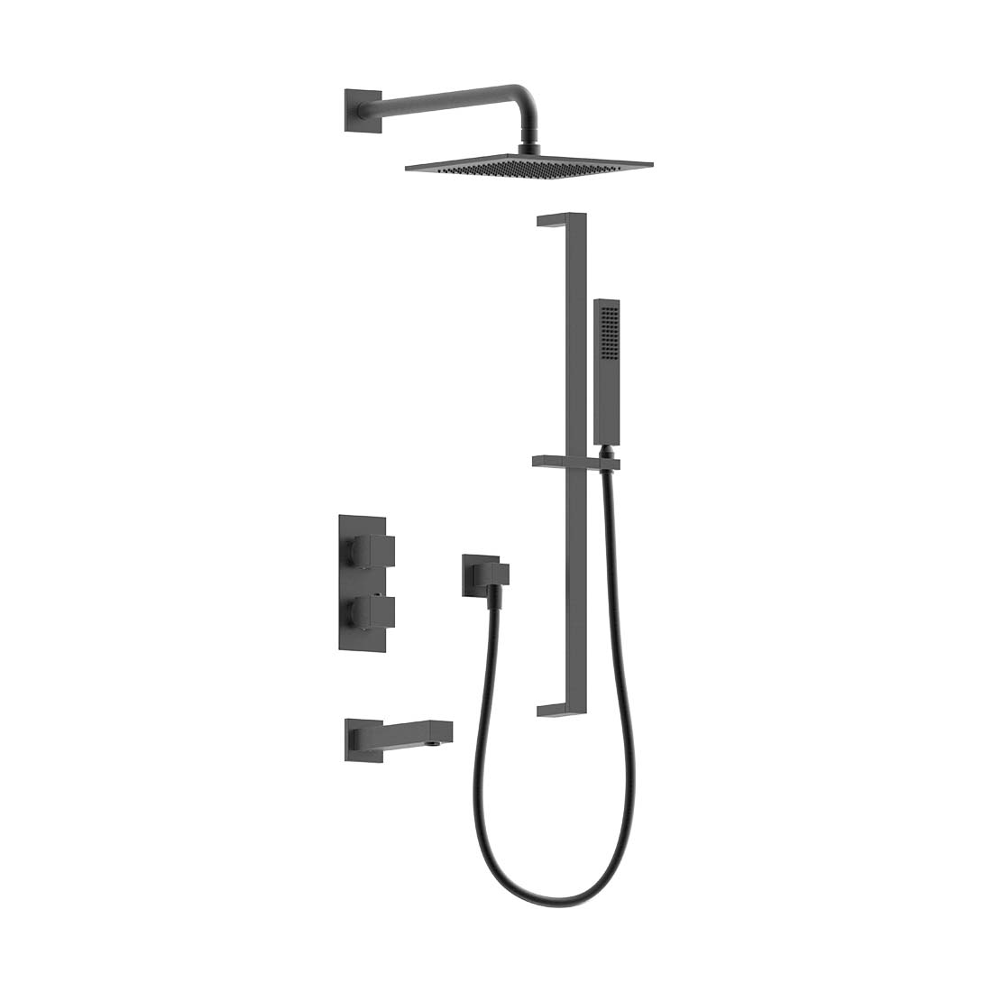 AQUALEM TSKT3223 Universal 3-Way SQ Thermostatic Shower Trim Set, Tub Spout (REQ.:HW2300.RI)