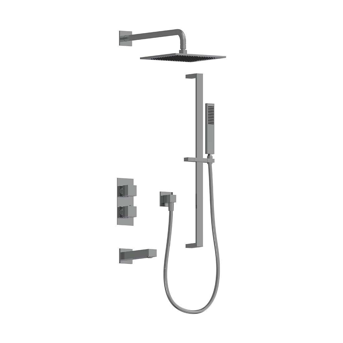 AQUALEM TSKT3223 Universal 3-Way SQ Thermostatic Shower Trim Set, Tub Spout (REQ.:HW2300.RI) Main image
