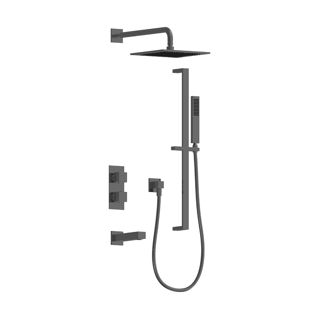 AQUALEM TSKT3223 Universal 3-Way SQ Thermostatic Shower Trim Set, Tub Spout (REQ.:HW2300.RI)