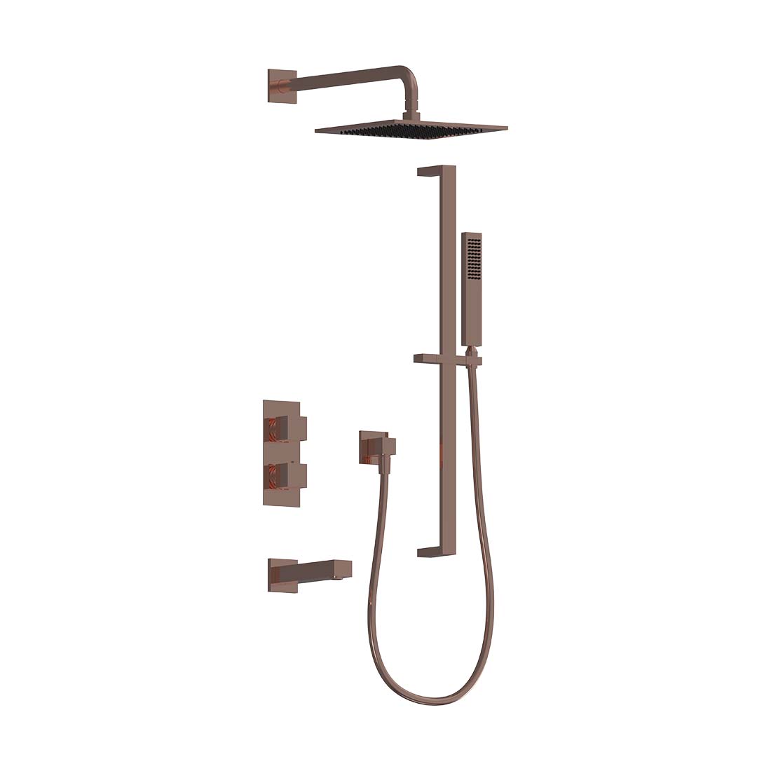 AQUALEM TSKT3223 Universal 3-Way SQ Thermostatic Shower Trim Set, Tub Spout (REQ.:HW2300.RI)
