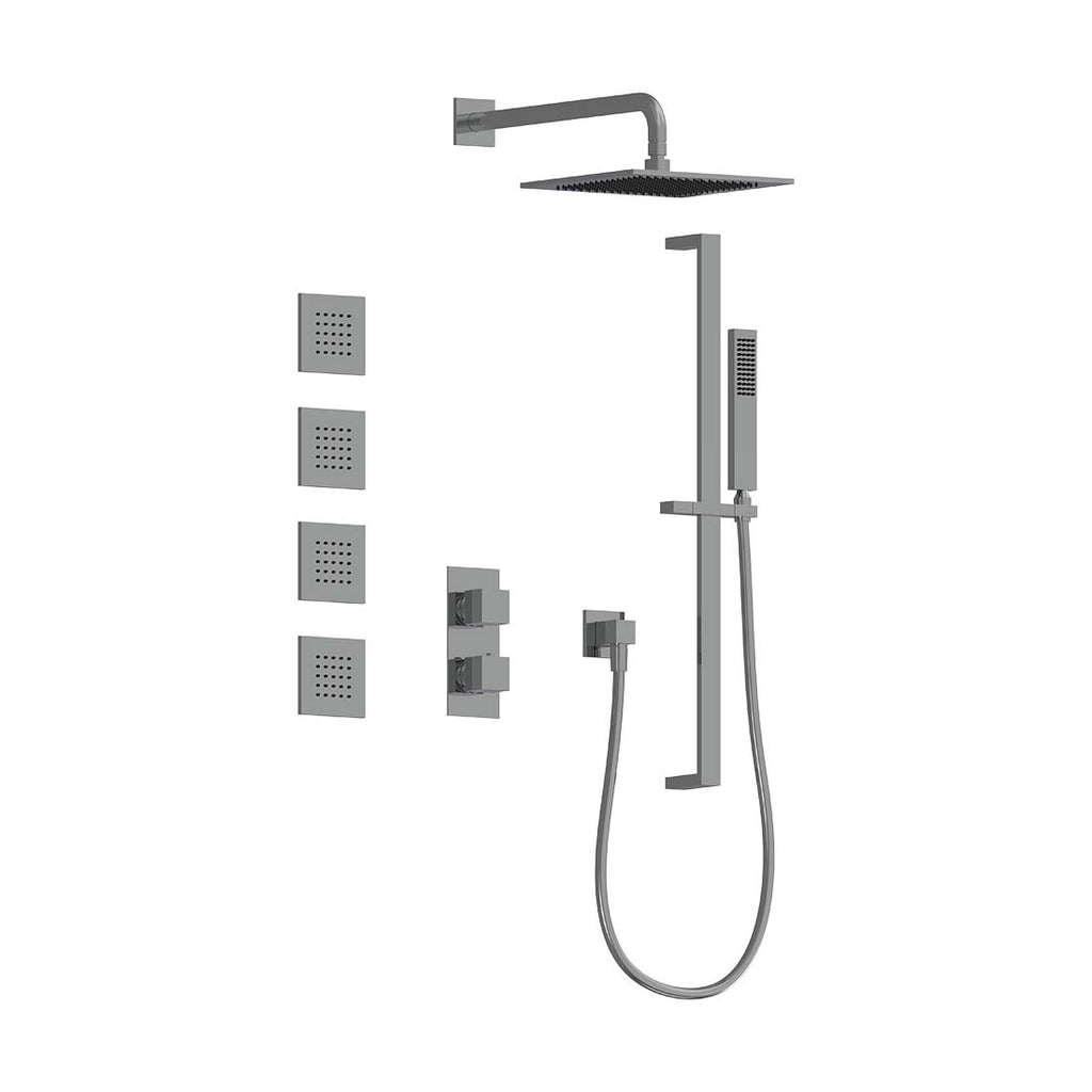 AQUALEM TSKT3233 Universal 3-Way SQ Thermostatic Shower Trim Set, 4 Body Sprays (REQ.:HW2300.RI)