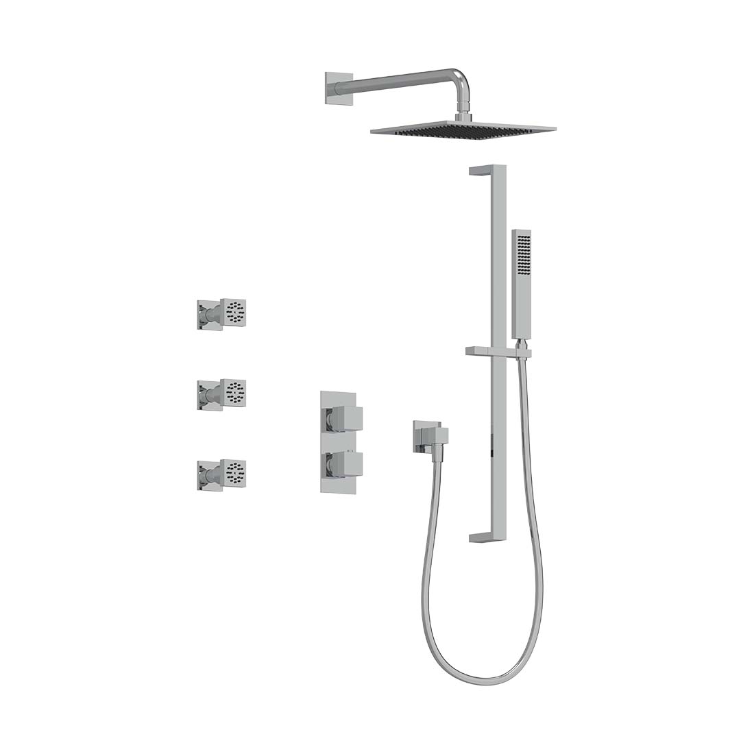 AQUALEM TSKT3233A Universal 3-Way SQ Thermostatic Shower Trim Set, 3 ADJ Body Sprays (REQ.:HW2300.RI) Main image