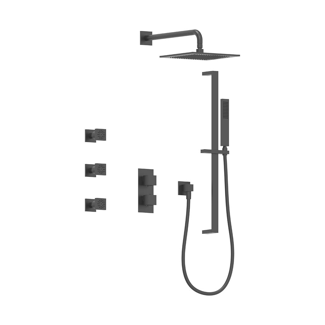 AQUALEM TSKT3233A Universal 3-Way SQ Thermostatic Shower Trim Set, 3 ADJ Body Sprays (REQ.:HW2300.RI)