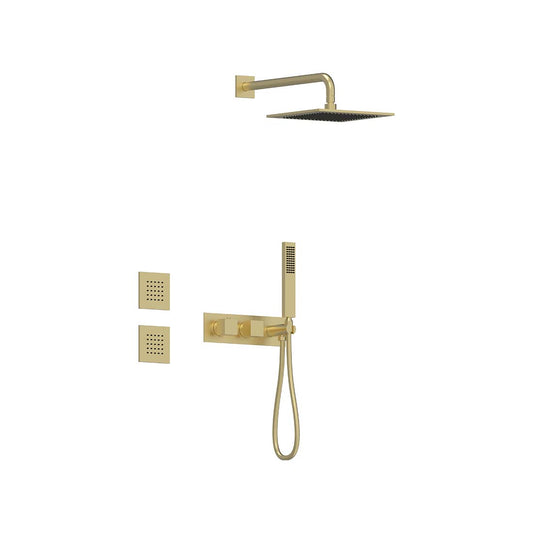 AQUALEM TSKT3234 Universal 3-Way SQ Thermostatic Shower Trim Set, 2 Body Sprays (REQ.:HW2700.RI)