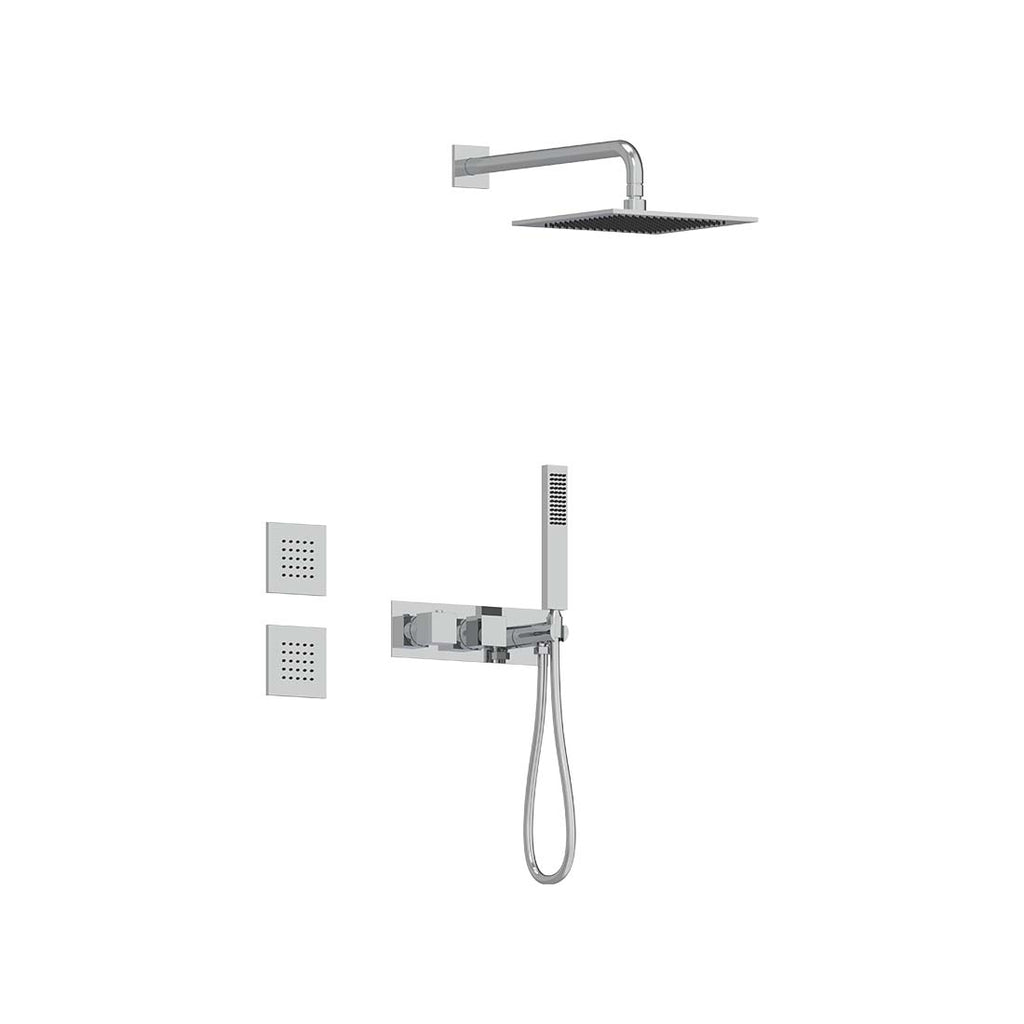 AQUALEM TSKT3234 Universal 3-Way SQ Thermostatic Shower Trim Set, 2 Body Sprays (REQ.:HW2700.RI)