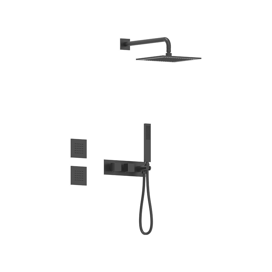AQUALEM TSKT3234 Universal 3-Way SQ Thermostatic Shower Trim Set, 2 Body Sprays (REQ.:HW2700.RI)