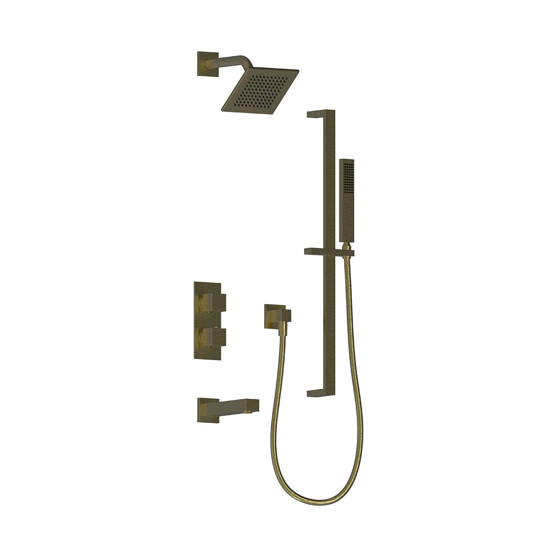 AQUALEM TSKT3243 Universal 3-Way SQ Thermostatic Shower Trim Set, Tub Spout (REQ.:HW2300.RI)