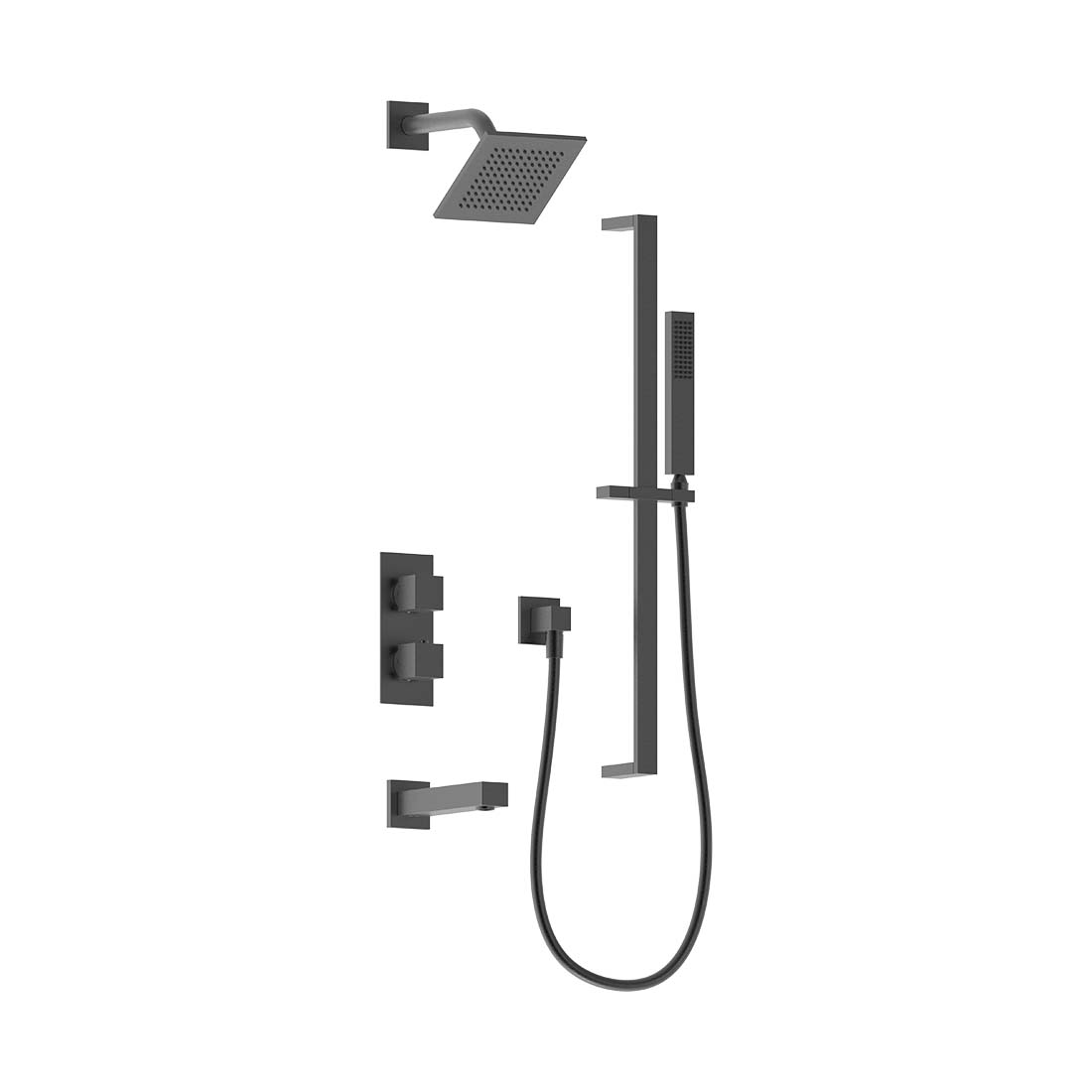 AQUALEM TSKT3243 Universal 3-Way SQ Thermostatic Shower Trim Set, Tub Spout (REQ.:HW2300.RI)