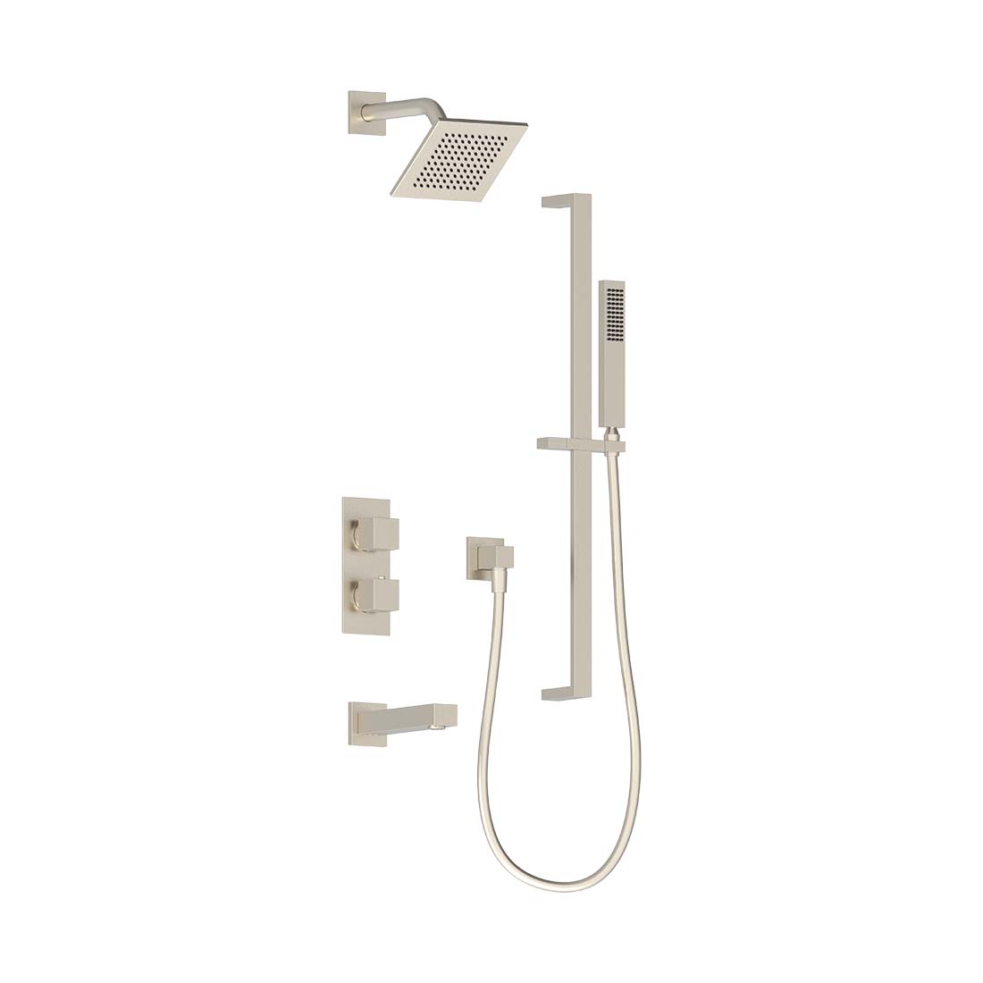 AQUALEM TSKT3243 Universal 3-Way SQ Thermostatic Shower Trim Set, Tub Spout (REQ.:HW2300.RI)