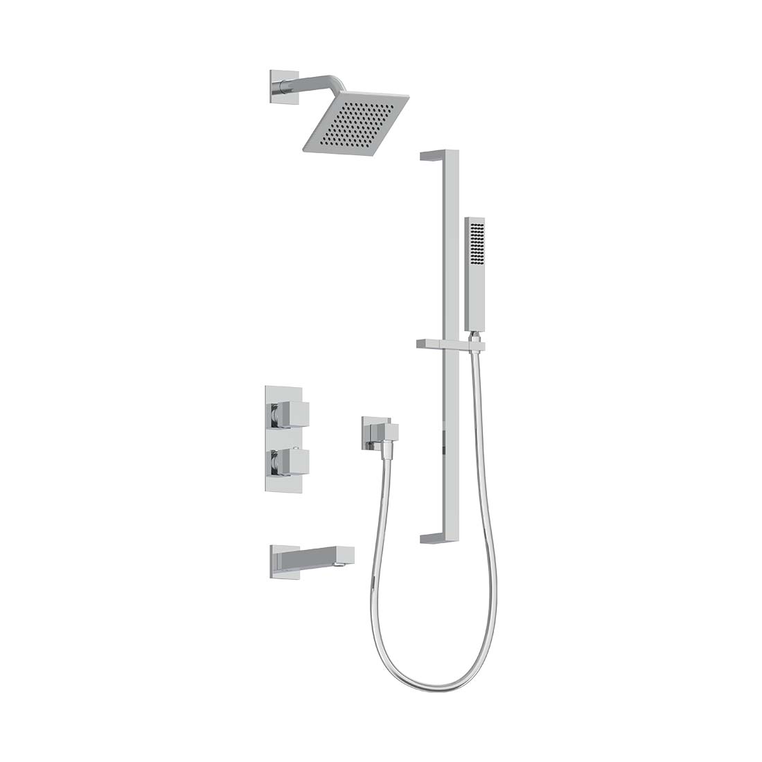 AQUALEM TSKT3243 Universal 3-Way SQ Thermostatic Shower Trim Set, Tub Spout (REQ.:HW2300.RI) Main image