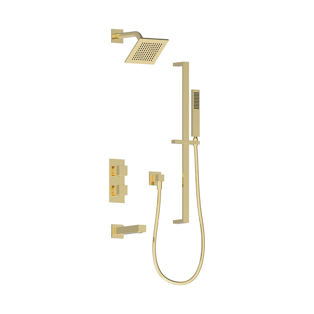 AQUALEM TSKT3243 Universal 3-Way SQ Thermostatic Shower Trim Set, Tub Spout (REQ.:HW2300.RI)