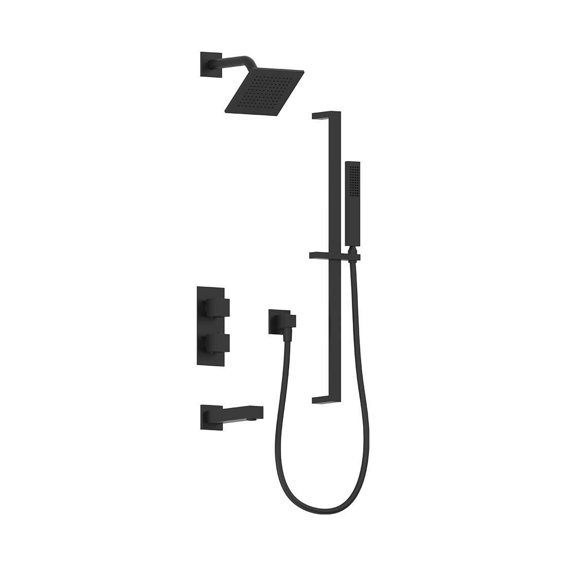 AQUALEM TSKT3243 Universal 3-Way SQ Thermostatic Shower Trim Set, Tub Spout (REQ.:HW2300.RI)