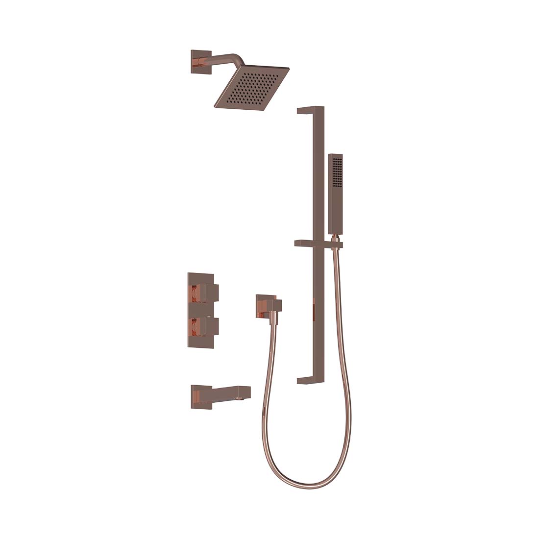 AQUALEM TSKT3243 Universal 3-Way SQ Thermostatic Shower Trim Set, Tub Spout (REQ.:HW2300.RI)