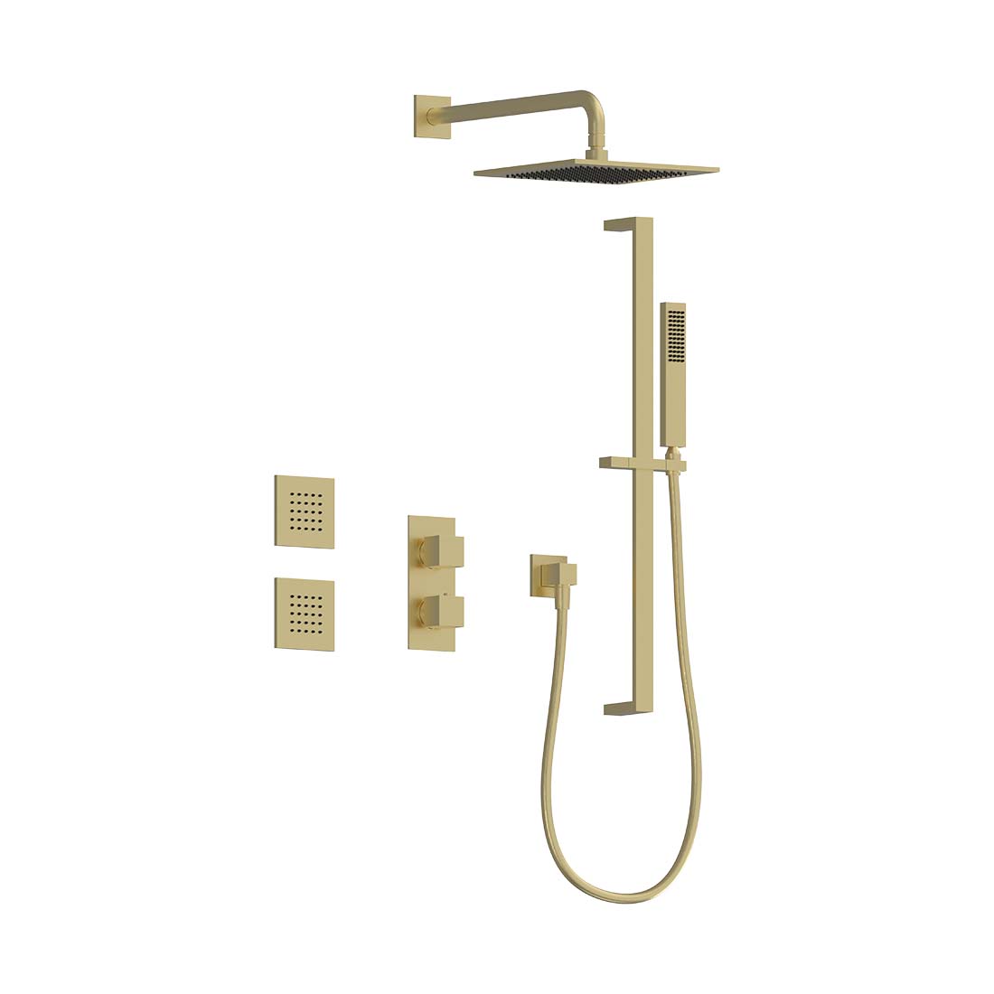 AQUALEM TSKT3253 Universal 3-Way SQ Thermostatic Shower Trim Set, 2 Body Sprays (REQ.:HW2300.RI)