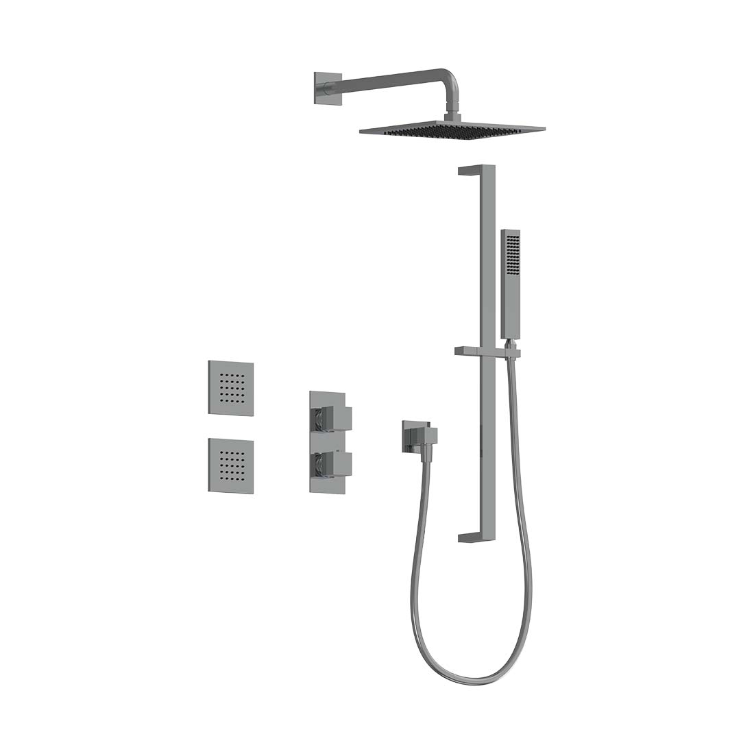 AQUALEM TSKT3253 Universal 3-Way SQ Thermostatic Shower Trim Set, 2 Body Sprays (REQ.:HW2300.RI)