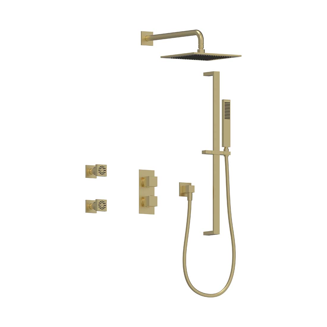 AQUALEM TSKT3253A Universal 3-Way SQ Thermostatic Shower Trim Set, 2 ADJ Body Sprays (REQ.:HW2300.RI)
