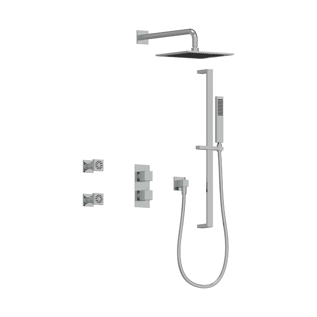 AQUALEM TSKT3253A Universal 3-Way SQ Thermostatic Shower Trim Set, 2 ADJ Body Sprays (REQ.:HW2300.RI)