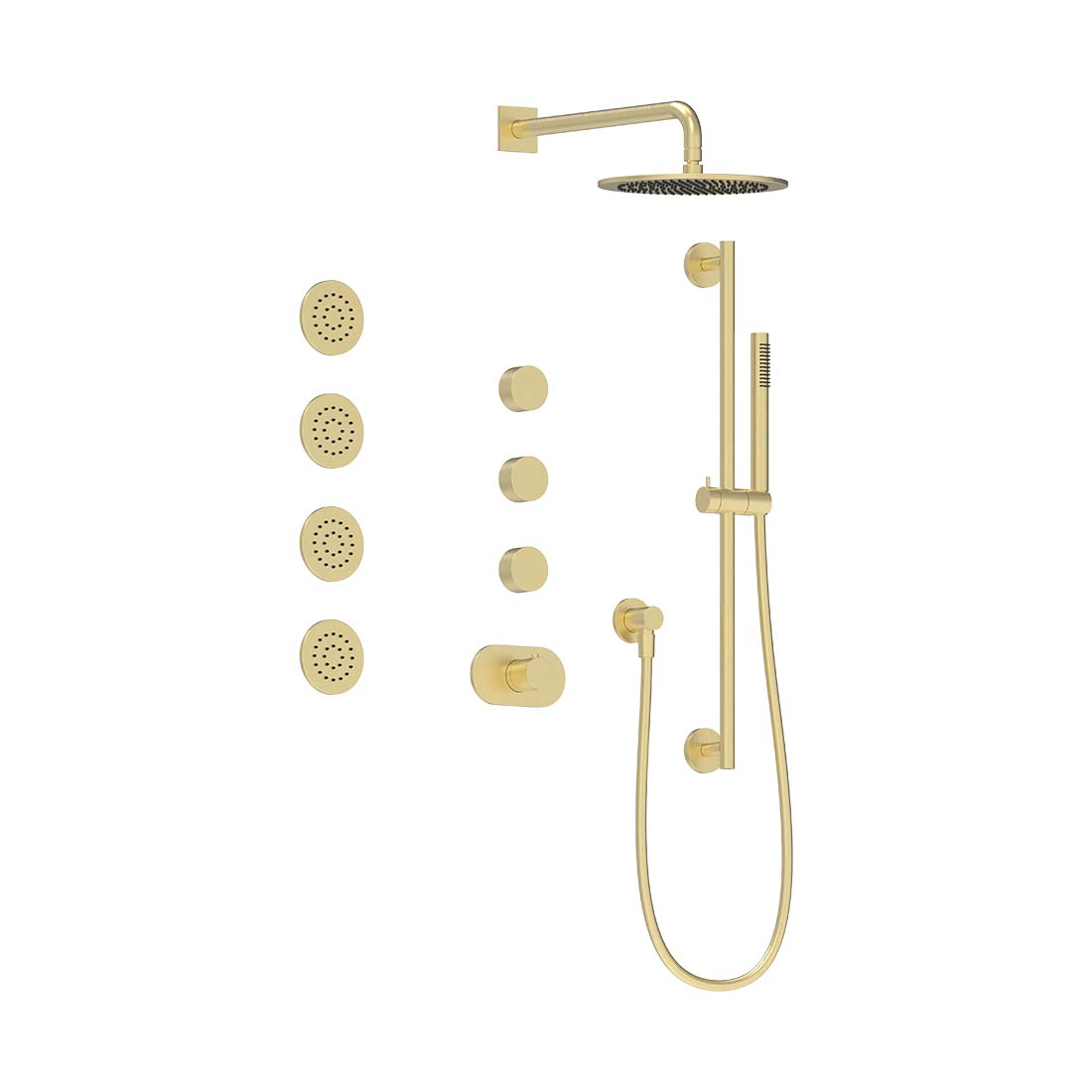 AQUALEM TSKT5103 Universal 3-Way RD THM Shower Trim Set, 4 Body Sprays (REQ.:TV3000.RI & VC3000.RI X3)