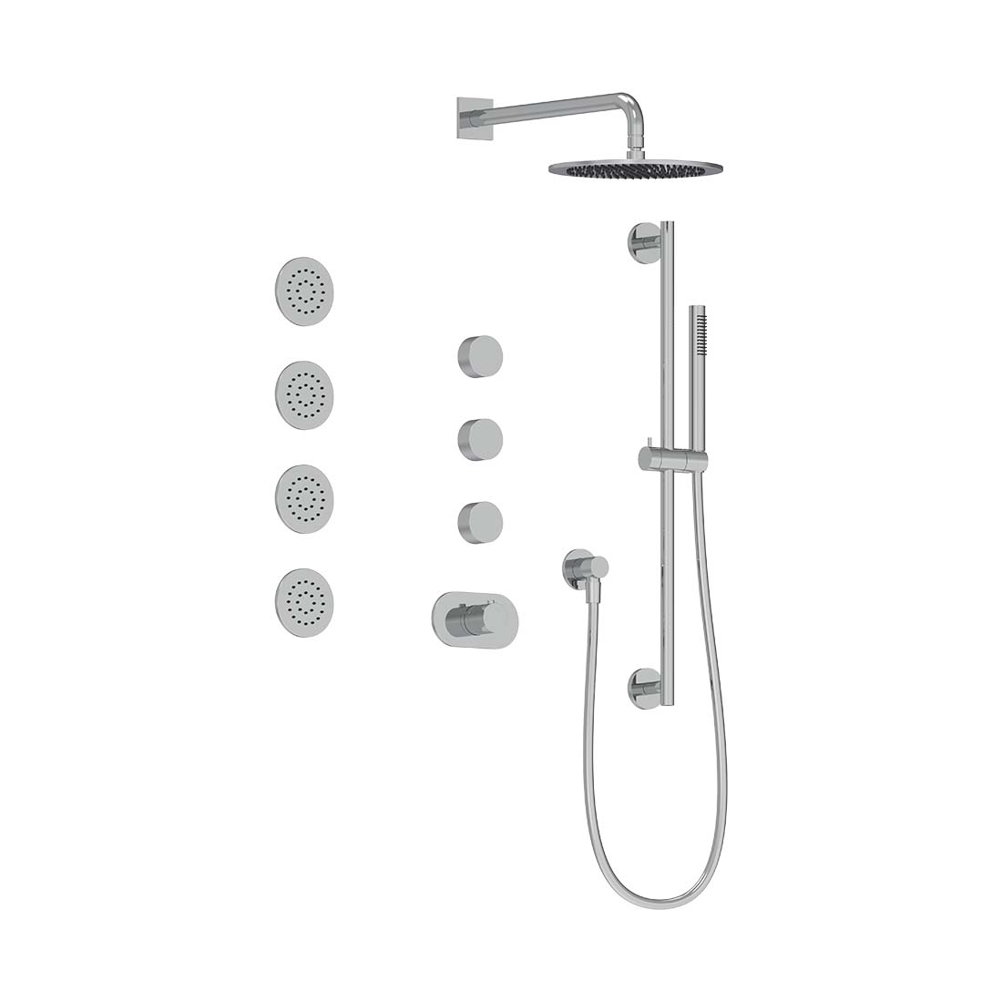 AQUALEM TSKT5103 Universal 3-Way RD THM Shower Trim Set, 4 Body Sprays (REQ.:TV3000.RI & VC3000.RI X3)