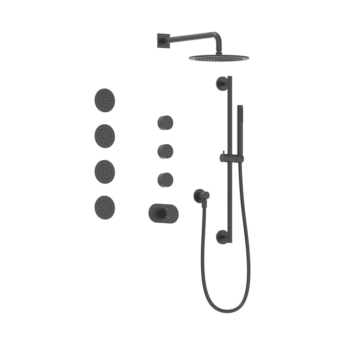 AQUALEM TSKT5103 Universal 3-Way RD THM Shower Trim Set, 4 Body Sprays (REQ.:TV3000.RI & VC3000.RI X3)