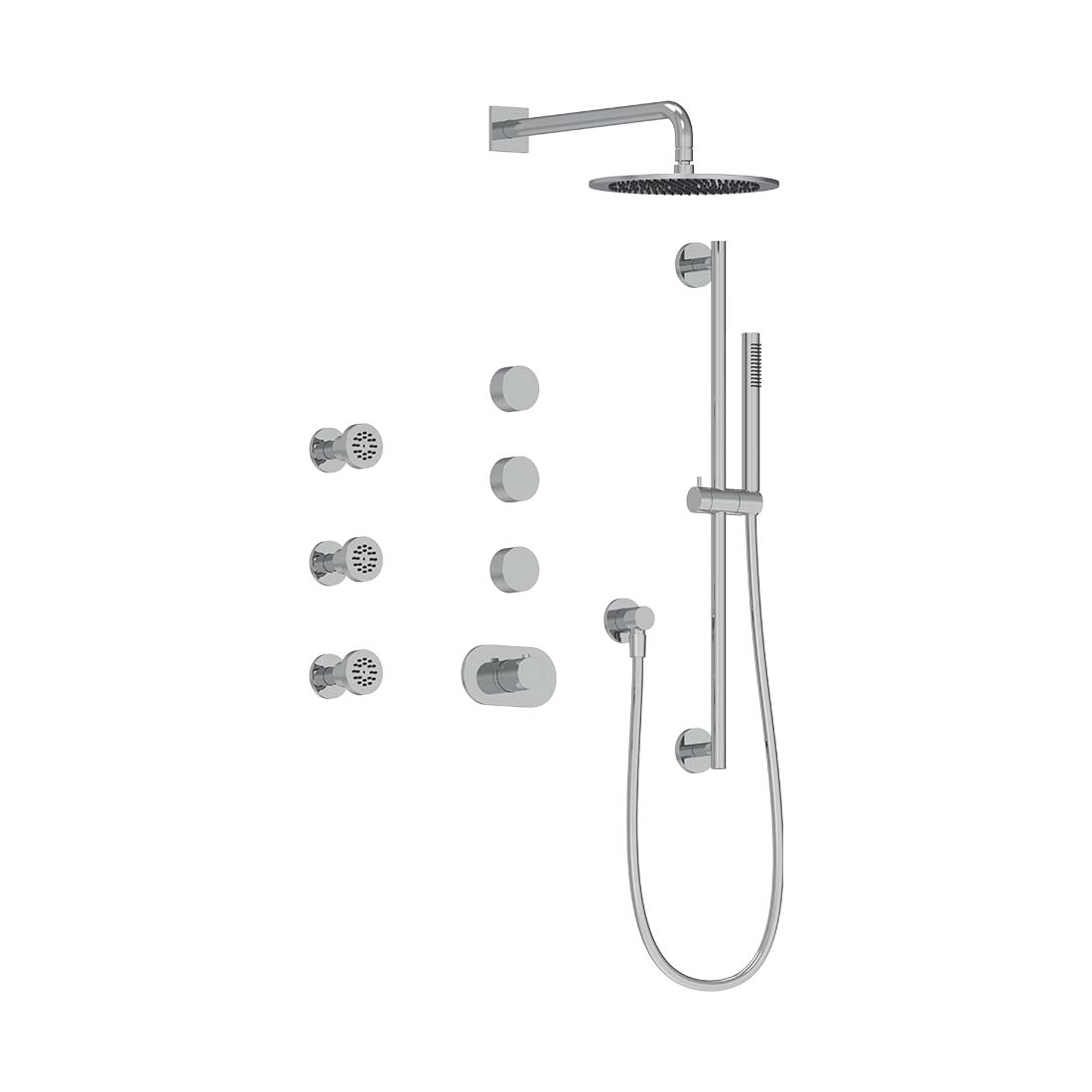 AQUALEM TSKT5103A Universal 3-Way RD THM Shower Trim Set, 3 ADJ Sprays (REQ.:TV3000.RI & VC3000.RI X3)