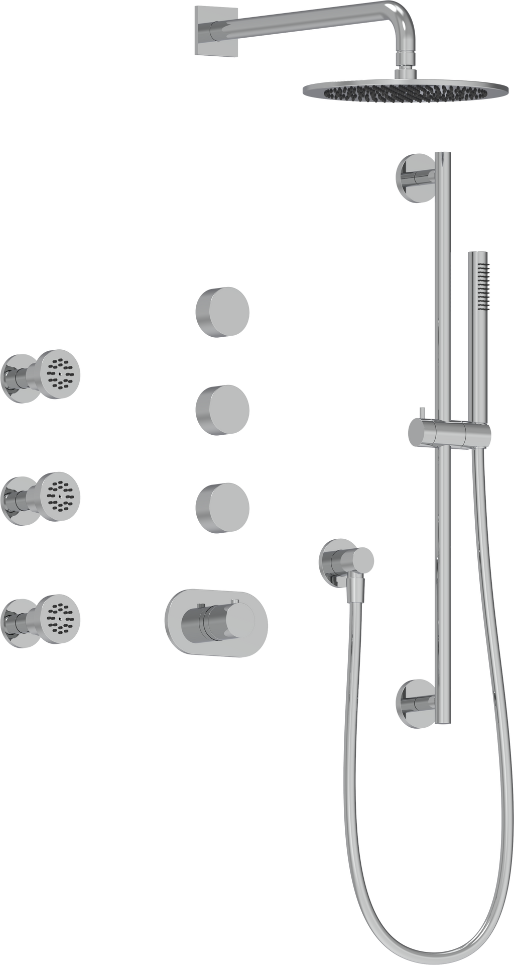 AQUALEM TSKT5103A Universal 3-Way RD THM Shower Trim Set, 3 ADJ Sprays (REQ.:TV3000.RI & VC3000.RI X3)