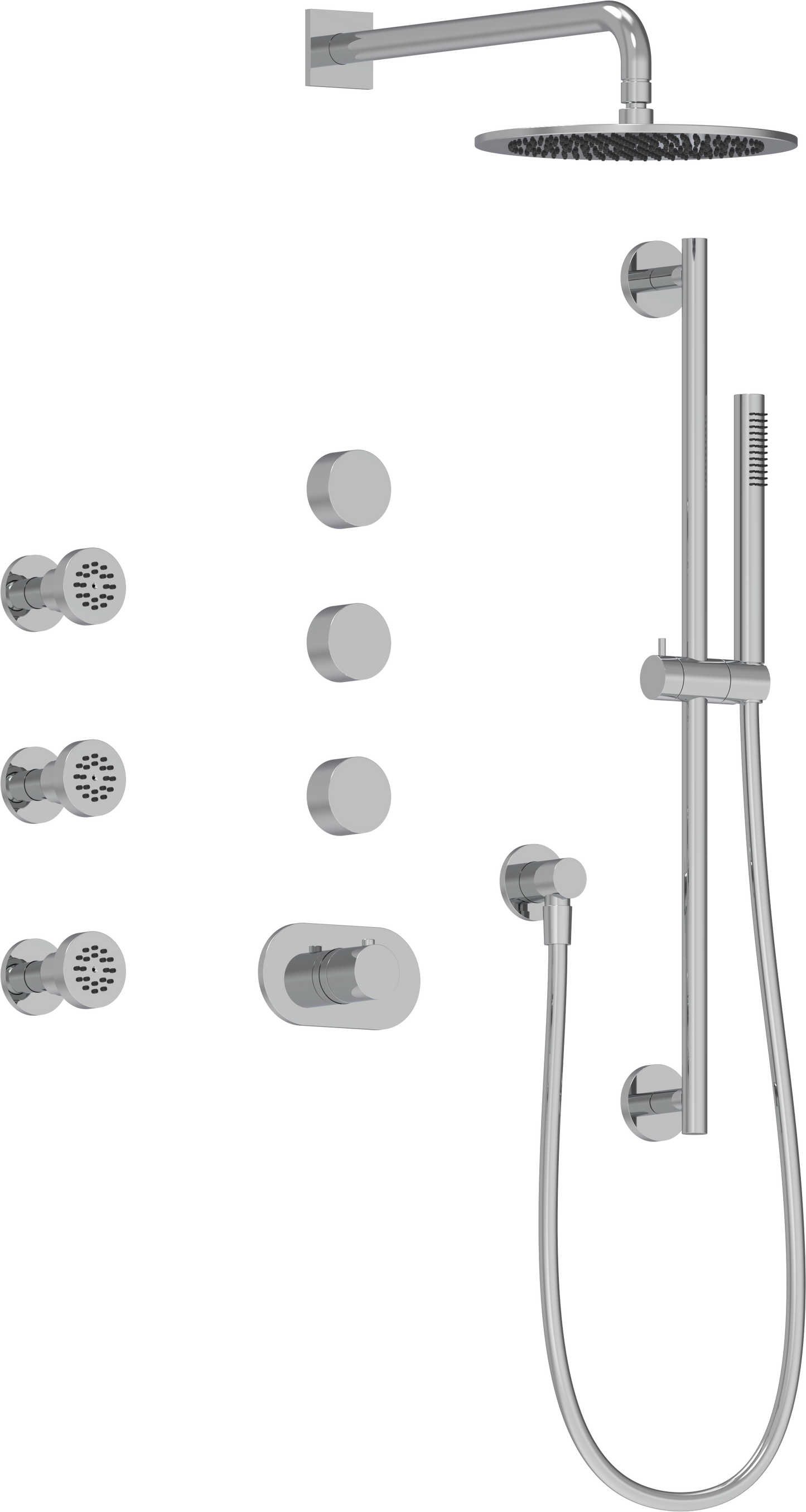 AQUALEM TSKT5103A Universal 3-Way RD THM Shower Trim Set, 3 ADJ Sprays (REQ.:TV3000.RI & VC3000.RI X3)