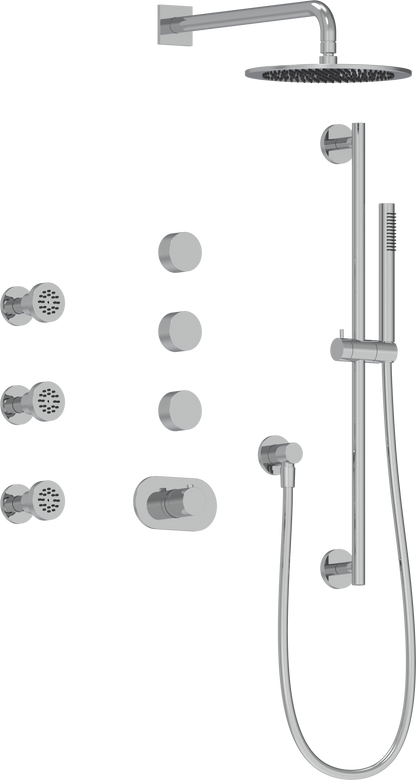 AQUALEM TSKT5103A Universal 3-Way RD THM Shower Trim Set, 3 ADJ Sprays (REQ.:TV3000.RI & VC3000.RI X3)